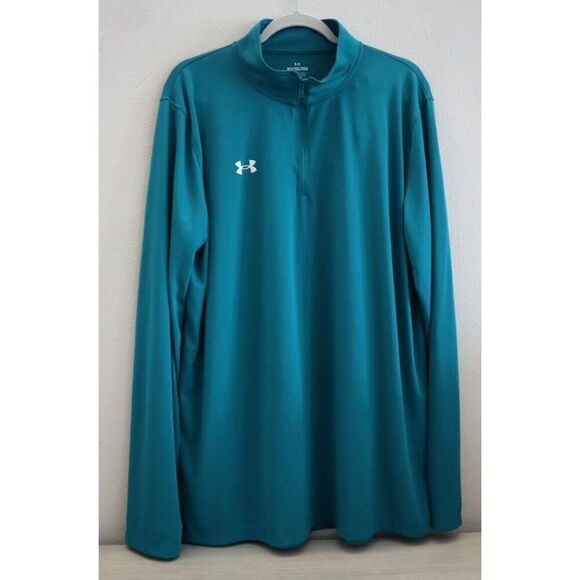 Under Armour 1376844-722 Men's Sz XLT Teal/White Team Tech L/S 1/4 Zip Pullover - Picture 1 of 11